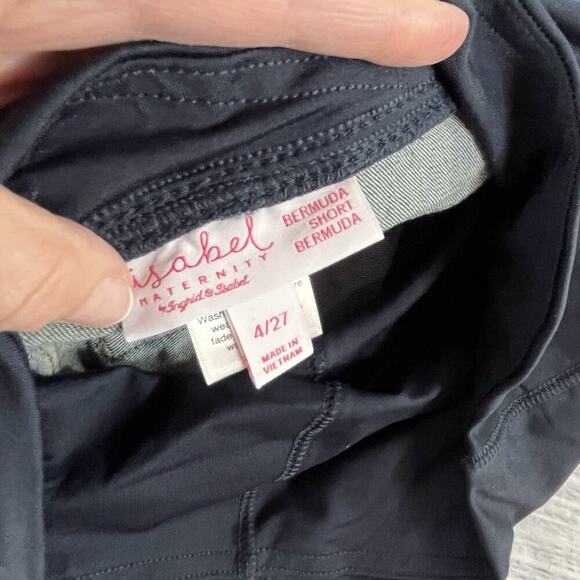Isabel Maternity Denim Jean Bermuda Shorts sz 4/27 9" Inseam Crossover Panel - Picture 9 of 9